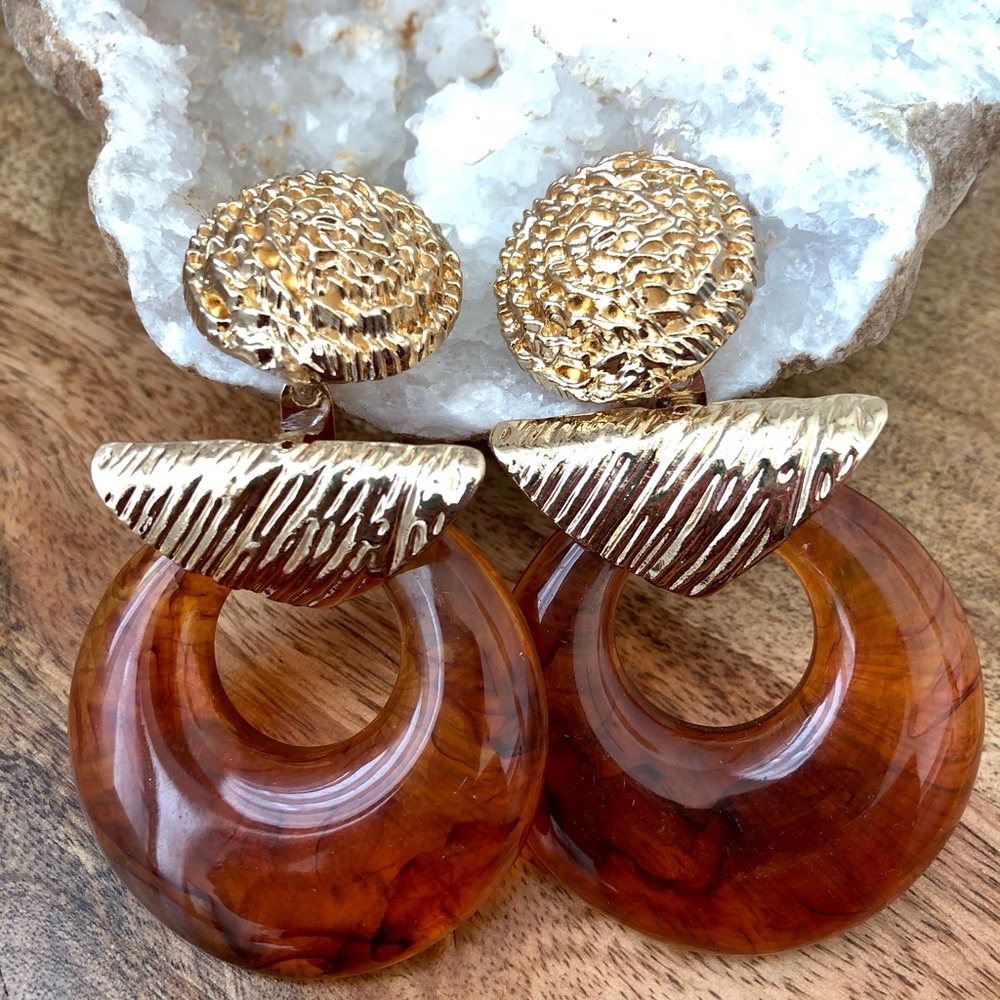 bold desire | gold and honey statement earrings |